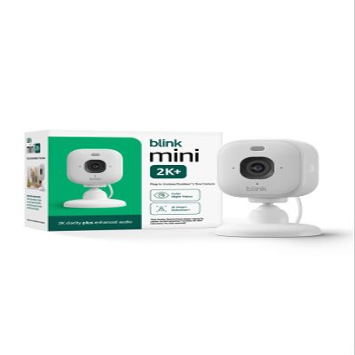 Blink Mini 2K+ (newest model) Plug-in Home & Pet Indoor Security Camera with 2K video resolution, night vision, enhanced audio, motion detection 1 camera (White)