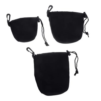 Angoily 3pcs Neoprene Camera Lens Case Pouch Drawstring Design for DSLR Lens Protection Lightweight and Portable for Outdoor Photography