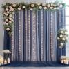 1010ft Navy Blue Tulle Backdrop Curtain with Lights String for Parties, Sheer Photo Backdrop Curtains for Wedding Party Photography Background view 1