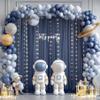 1010ft Navy Blue Tulle Backdrop Curtain with Lights String for Parties, Sheer Photo Backdrop Curtains for Wedding Party Photography Background view 2