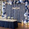 1010ft Navy Blue Tulle Backdrop Curtain with Lights String for Parties, Sheer Photo Backdrop Curtains for Wedding Party Photography Background view 4