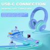 ADOOPE Wired Kids Headphones with USB C Plug, 85dB Safe Volume, Adjustable Headband, Tangle-Free Cord Headphones for School, Tablet, Travel (Sky Blue & Mint Green, Without Microphone) view 4