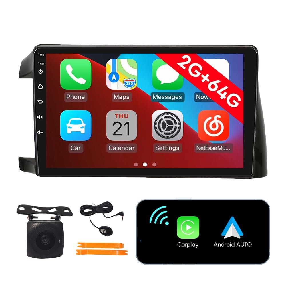 [2G 64G] Android Car Stereo FM Radio Carplay Android Auto 10.1" Touchscreen Headunit Media Player with Backup Camera for Toyota Wish 2003 2004 2005 2006 2007 2008 2009 2010-2021 LHD