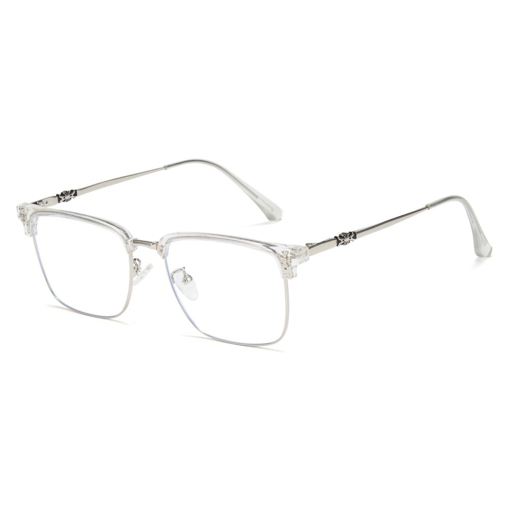 Cyxus Retro Blue Light Glasses Men - Square TR90 Metal Blowline Frame Stylish Trendy for Computer Daily Work 8252