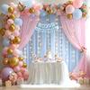 10x10ft Pink Blue Tulle Backdrop Curtain with Lights String for Parites, Sheer Backdrop Curtains for Wedding Baby Shower Birthday Party Photo Shoot Decorations view 3