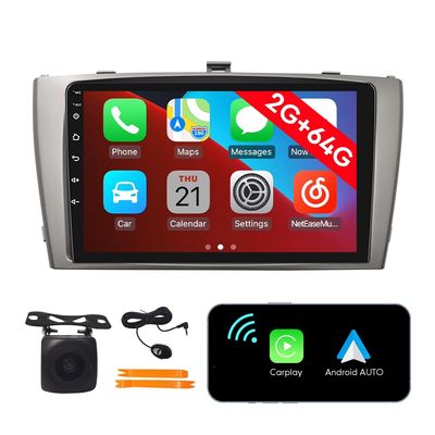 [2G 64G] Android Car Stereo FM Radio Carplay Android Auto 9" Touchscreen Headunit Media Player with Backup Camera for Toyota Avensis 2009 2010 2011 2012 2013 2014 2015 Silver