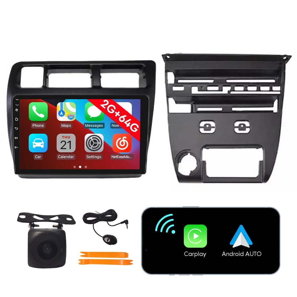 [2G 64G] Android Car Stereo FM Radio Carplay Android Auto 9" Touchscreen Headunit Media Player with Backup Camera for Toyota Corolla 1993 RHD MT