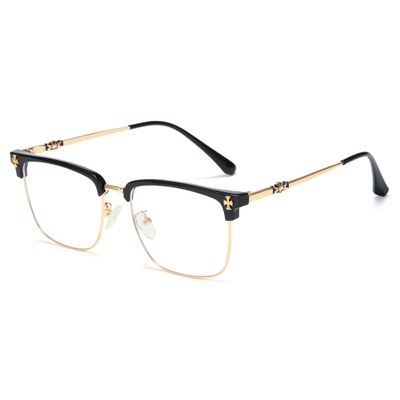 Cyxus Retro Blue Light Glasses Men - Square TR90 Metal Blowline Frame Stylish Trendy for Computer Daily Work 8252