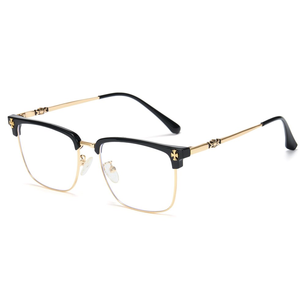 Cyxus Retro Blue Light Glasses Men - Square TR90 Metal Blowline Frame Stylish Trendy for Computer Daily Work 8252