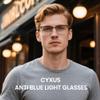 Cyxus Retro Blue Light Glasses Men - Square TR90 Metal Blowline Frame Stylish Trendy for Computer Daily Work 8252 view 2