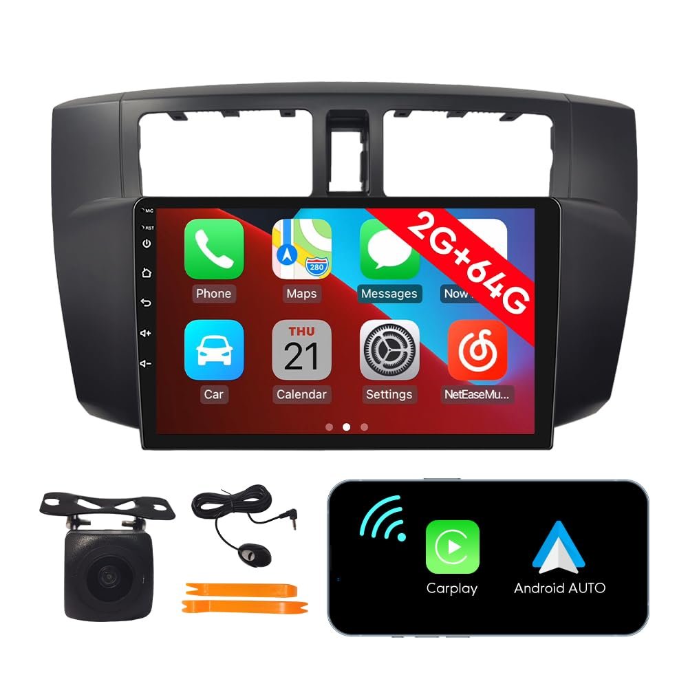 [2G 64G] Android Car Stereo FM Radio Carplay Android Auto 9" Touchscreen Headunit Media Player with Backup Camera for Toyota Diahann Move