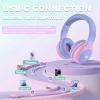 ADOOPE Wired Kids Headphones with USB C Plug, 85dB Safe Volume, Adjustable Headband, Tangle-Free Cord Headphones for School, Tablet, Travel (Light Purple & Pink, Without Microphone) view 4