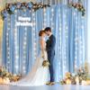 10x10ft Baby Blue Backdrop Curtains with Lights String for Baby Shower Wrinkle Free Curtains Soft Fabric Photo Drapes Backdrop for Birthday Wedding Parties Background Decorations 5x10ft, 2 Panels view 3