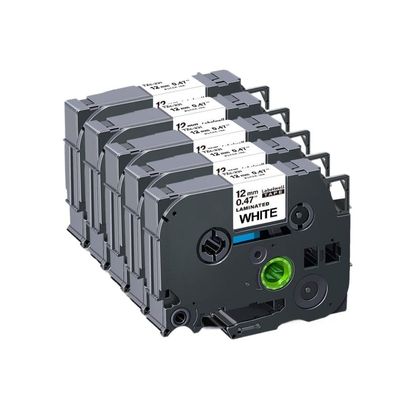 5/10 Pack 231 12mm Laminated Label Tape for PTH110 Compatible with Models 231 221 131 531 631(Black on White-5PK)