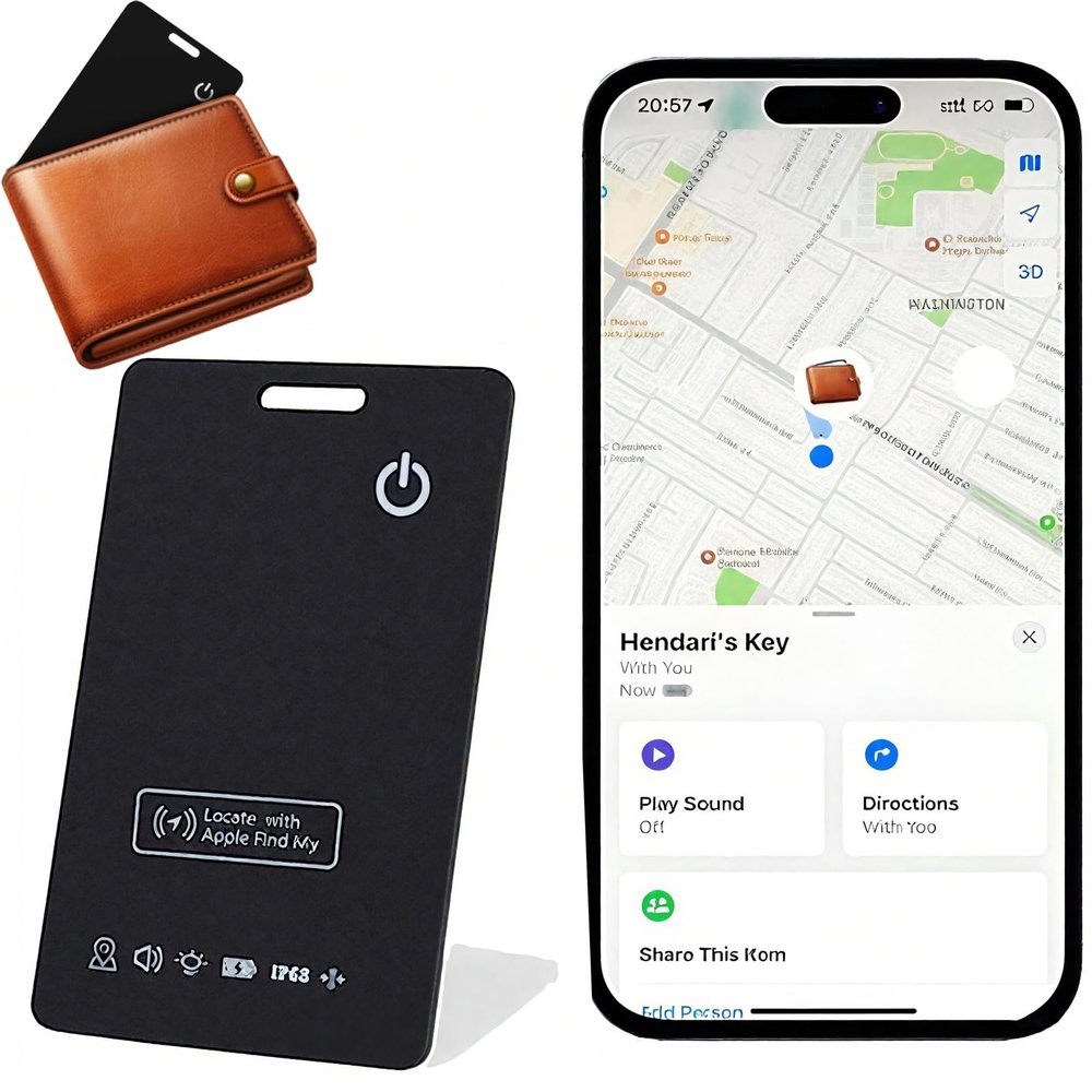 MIUXGIO Wallet Tracker Card, GPS Trackers Find My Wallet Card (iOS Only), Thin Tracking Card for Wallet, Car, Key, Luggage, Supports Wireless Charging
