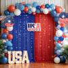 1010ft Royal Blue Red Tulle Backdrop Curtain with Lights String for Parties, Sheer Photo Backdrop Curtains for Wedding Party Photography Background view 2