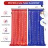 1010ft Royal Blue Red Tulle Backdrop Curtain with Lights String for Parties, Sheer Photo Backdrop Curtains for Wedding Party Photography Background view 3