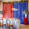 1010ft Royal Blue Red Tulle Backdrop Curtain with Lights String for Parties, Sheer Photo Backdrop Curtains for Wedding Party Photography Background view 4