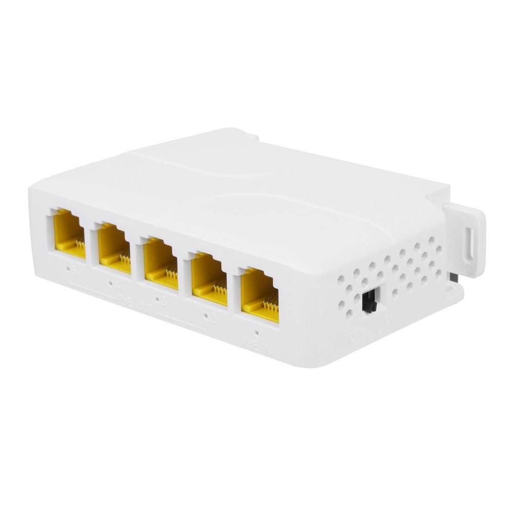 REVODATA 4 Port Gigabit 90W PoE Extender, 10/100/1000 Mbps IEEE802.3af/at/bt PoE Repeater 100/250 Meter Extend, 4 PoE Output, Plug and Play, Wall/DIN Rail Mounting PoE Amplifier (POE5006G)