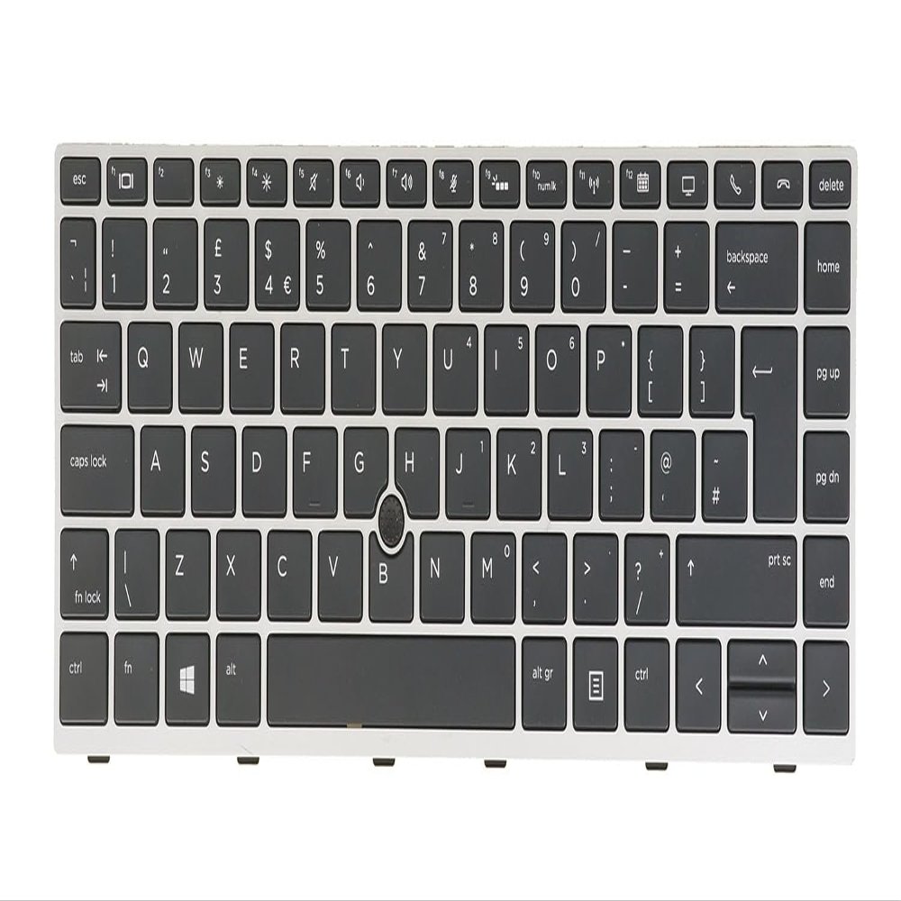 AZUBAYCOM Laptop Replacement Keyboard for HP ZBook 14u G5 G6, Elitebook 840 G5/G6, 846 G5/G6, 745 G5 /G6, L11307-031 L14377-031, Backlit (UK GB Layout, Silver Frame)