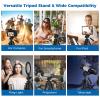75" Heavy Duty Camera Tripod Stand with Bluetooth Remote - Max Load 15LB, Aluminum Travel Tripod for DSLR/Phone/Tablet/Projector, 3-Way Pan Head & Quick Release Plate, Compact Foldable Design (Blue) view 2