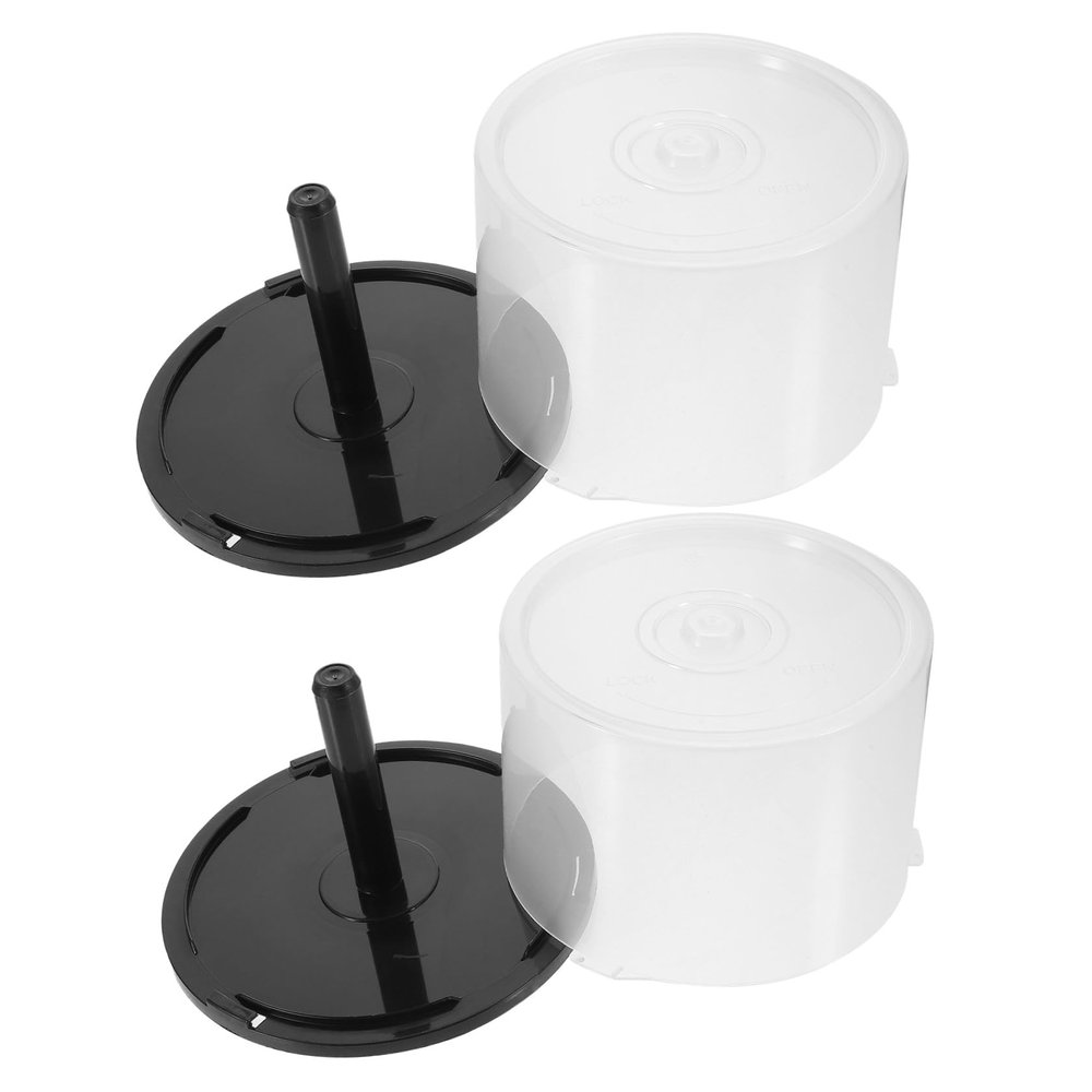 COHEALI 50-Disc CD/DVD Storage Bucket 2-Pack Portable Organizer Empty Storage Containers for DVD/CD Collection Stackable Design