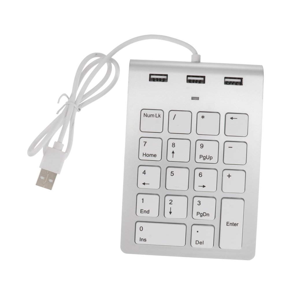 HOMSFOU Zinc Alloy USB Numeric Keypad 18 Keys Compact Numpad Hub for Laptop and Desktop Computers Silver Design for Financial Accounting and Data Entry