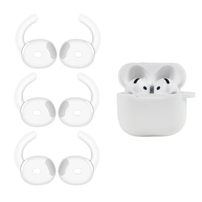 Adhiper 3 Pairs Ear Hooks for Airpods 4 [Added Earphone Case Cover] Anti-Slip Ear Tips Earbuds Accessories Compatible with AirPods 4th Generation Released 2024 (White)