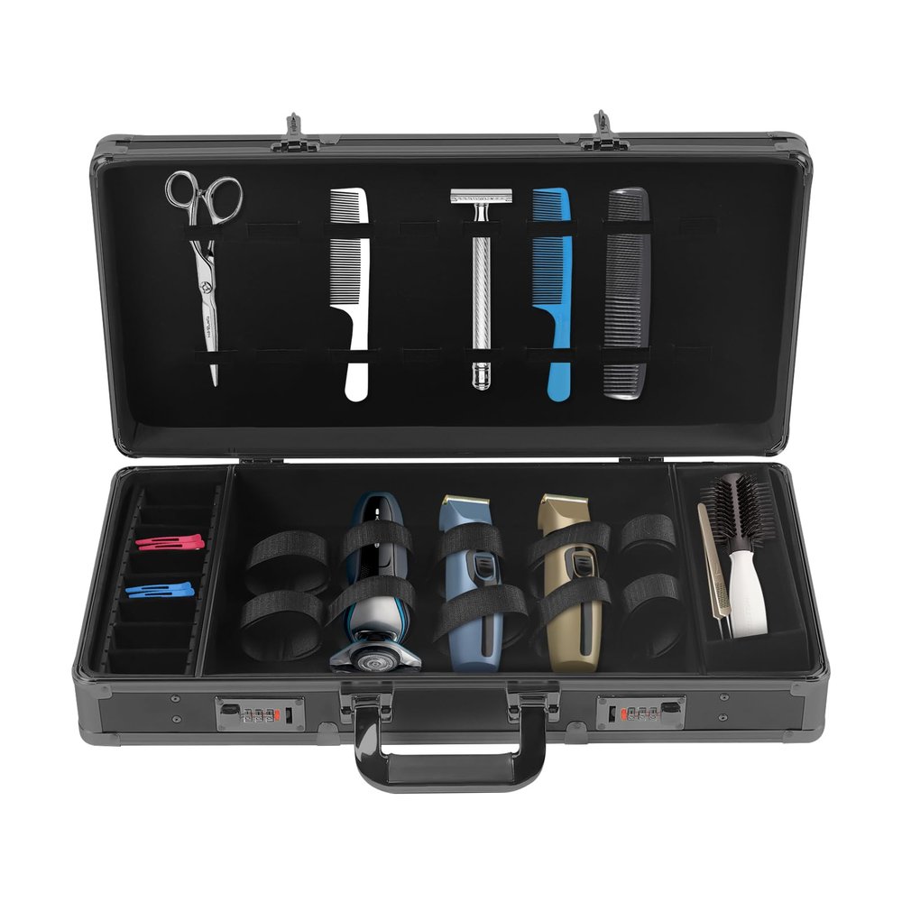 Ginelm Barber Carrying Case with Dual Locks Lockable Hairdressing Toolbox