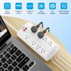 8-Outlet Surge Protector Power Strip, POWSAF 10Ft Flat Plug Extension Cord with 2 USB-C (PD 20W) Fast Charging Ports and 2 USB-A Ports for Home, Office, 2700 Joules, ETL, White view 2