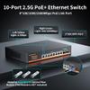 10-Port 2.5Gb PoE Switch Unmanaged, 2.5G Ethernet Switch with 8*2.5G PoE Ports and 2*10G SFP+ Uplink, IEEE802.3af/at, Compatible with 100/1000/2500Mbps for 2.5Gb NAS/PC, WiFi6 Router, Wireless AP view 2