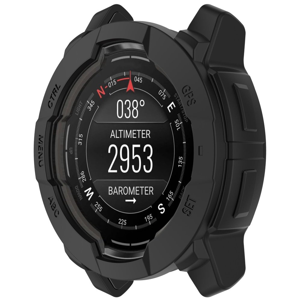 Compatible with Garmin Instinct 3 45MM 50MM Case, Soft Silicone Protector Face Cover Shell Protector Replacement Case Protective Frame for Garmin Instinct 3 Smartwatch (Black, 50MM)