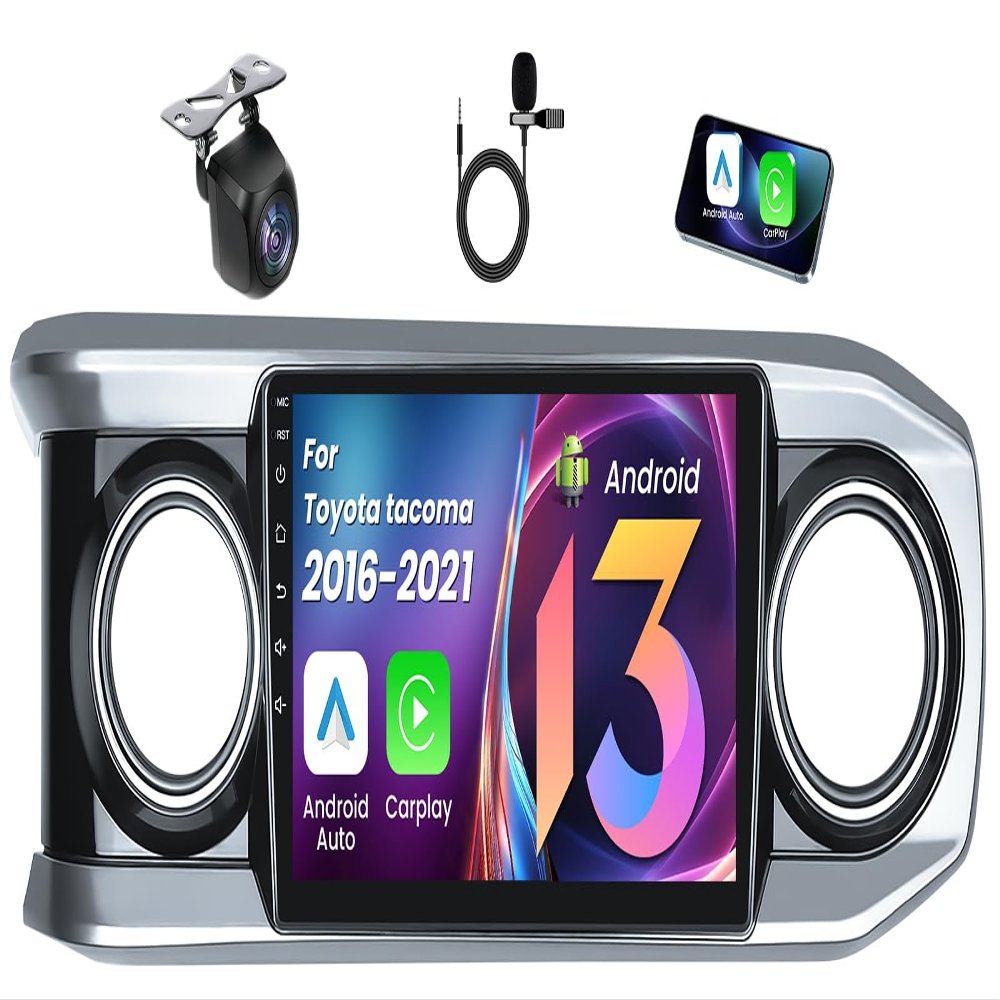 [4core + 64GB ROM] Car Radio for Toyota Tacoma 2016-2021, 10.1" 1280 * 800 Touch Screen, Car Stereo with Wireless CarPlay Android Auto Bluetooth WiFi GPS Navigation FM SWC Backup Camera