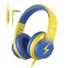 Candy Bila Kids Headphones, Wired Headphones for Kids Over Ear with Microphone, 85/94dB Volume Limiter Headphone for Girls Boys, Foldable Headphone for Learning & Entertainment, Light Yellow view 1