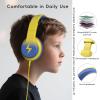 Candy Bila Kids Headphones, Wired Headphones for Kids Over Ear with Microphone, 85/94dB Volume Limiter Headphone for Girls Boys, Foldable Headphone for Learning & Entertainment, Light Yellow view 4