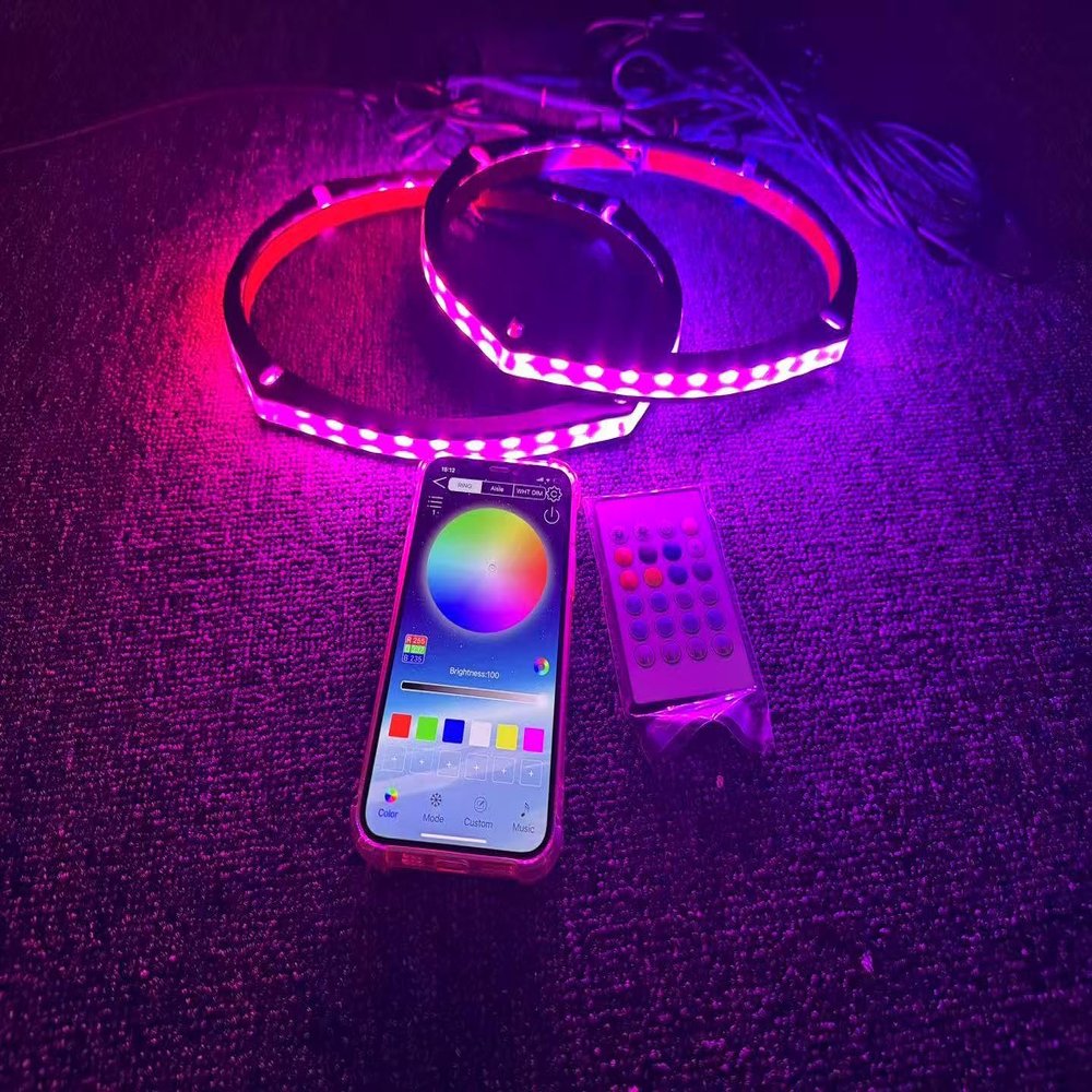 2PCS 69'' Dream Color Chase LED Speaker Lights - RGB Car Speaker Rings Spacer Ring Light Kit for Cars, Trucks, Boats & Powersport Vehicles - Bluetooth/Remote Control