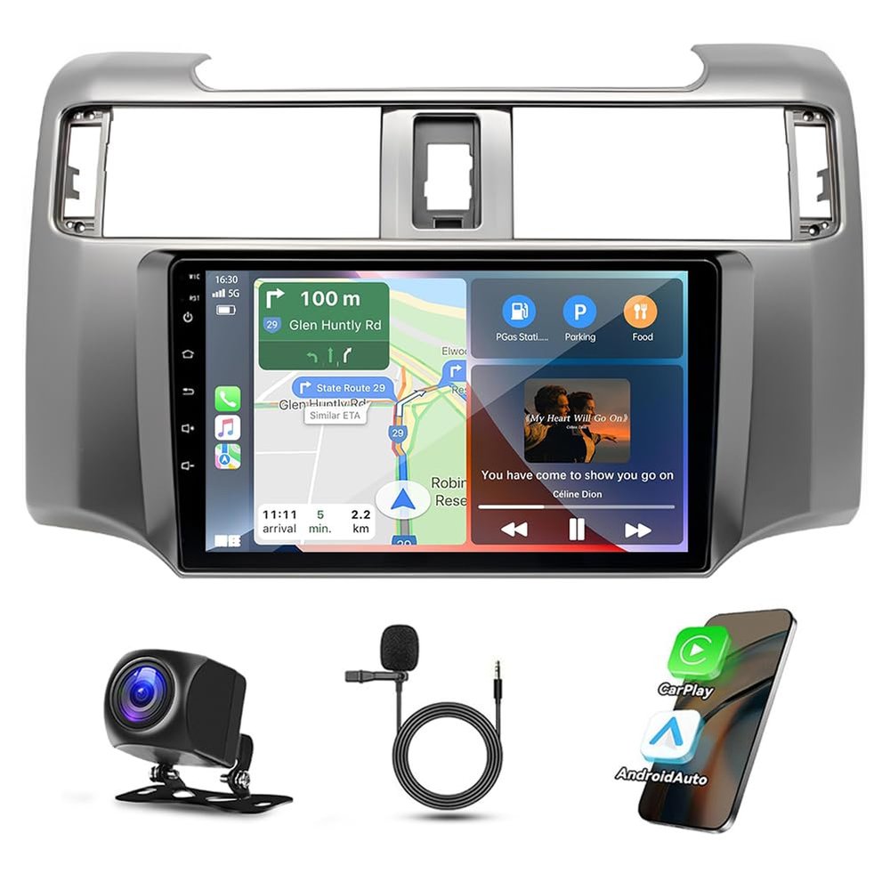 9 Inch Android 13 Car Stereo for Toyota 4Runner 2009-2019 IPS HD Touch Screen Double Din Car Audio Receiver w/Wireless Carplay Android Auto GPS Navigation Bluetooth WiFi SWC Backup Camera Mic, 2+32G