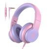 Candy Bila Kids Wired Headphones for Kids with Microphone, 85/94dB Volume Limiter Headphones for Girls Boys, Light Purple view 1
