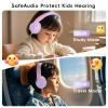Candy Bila Kids Wired Headphones for Kids with Microphone, 85/94dB Volume Limiter Headphones for Girls Boys, Light Purple view 2
