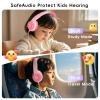 Candy Bila Kids Wired Headphones for Kids with Microphone, 85/94dB Volume Limiter Headphones for Girls Boys, Light Pink view 2