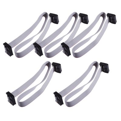 FOCMKEAS 5 Pcs IDC 10 Pin Flat Ribbon Cable, 30cm 2.54mm Pitch