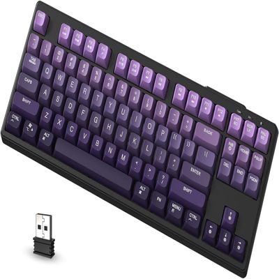 ATTACK SHARK M87 80% Wireless Gaming Keyboard,87 Keys Rainbow Lights TKL Mechanical Feeling SA PBT Keyboard for Mac/Win, Bluetooth 5.0/2.4Ghz Dual Mode Pc Keyboards for Office/Gaming Purple