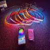 6PCS 69'' Rainbow - Hued Dream Color Chasing RGB LED Speaker Rings Lights | Spacer Ring Light Kit for All Vehicles | Bluetooth/Remote Ctrl view 3