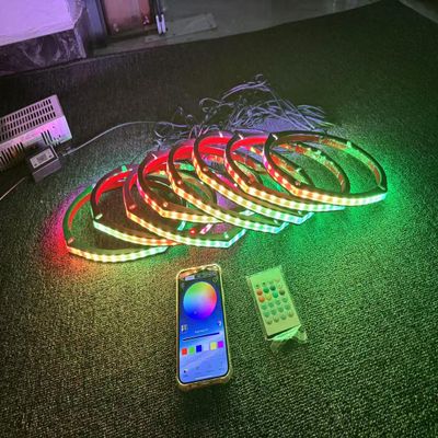 8PCS 6X9 RGB Dream Color Chasing Speaker Rings Lights Coaxial Speaker Decorated Car Truck Boat Powersporte Spacer Ring Light Kit Bluetooth Remote