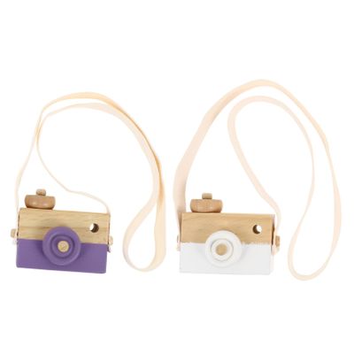 Kisangel 2pcs Wooden Camera Playthings for Boys and Girls Creative Educational Decor for Birthdays and Holidays Smooth Craftsmanship White and