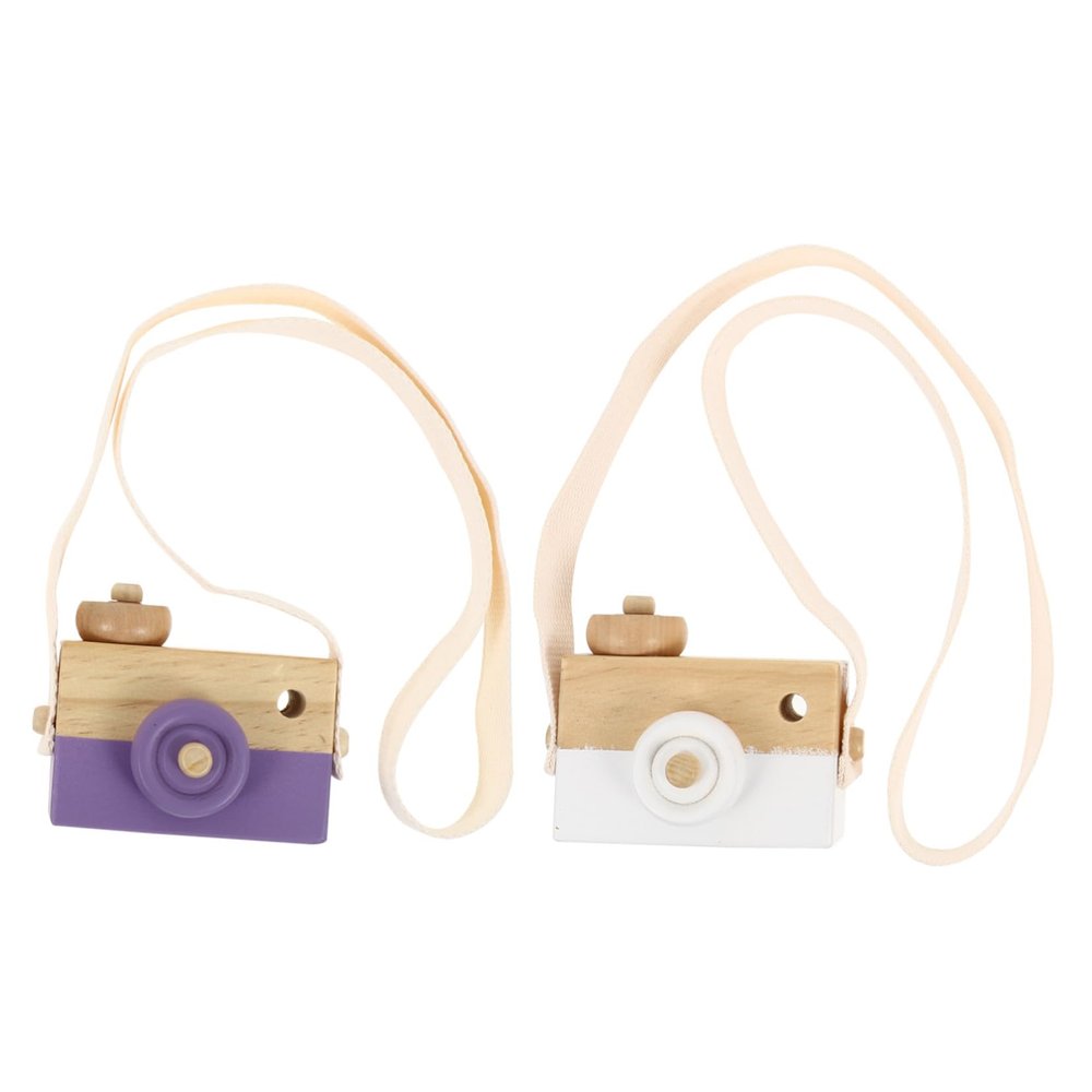 Kisangel 2pcs Wooden Camera Playthings for Boys and Girls Creative Educational Decor for Birthdays and Holidays Smooth Craftsmanship White and