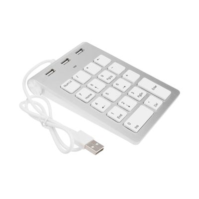 POPETPOP Zinc Alloy Keypad USB Number Pad for 18-Key Numeric Keypad USB Keyboard 3 Ports Hub Pc Desktop Compatible