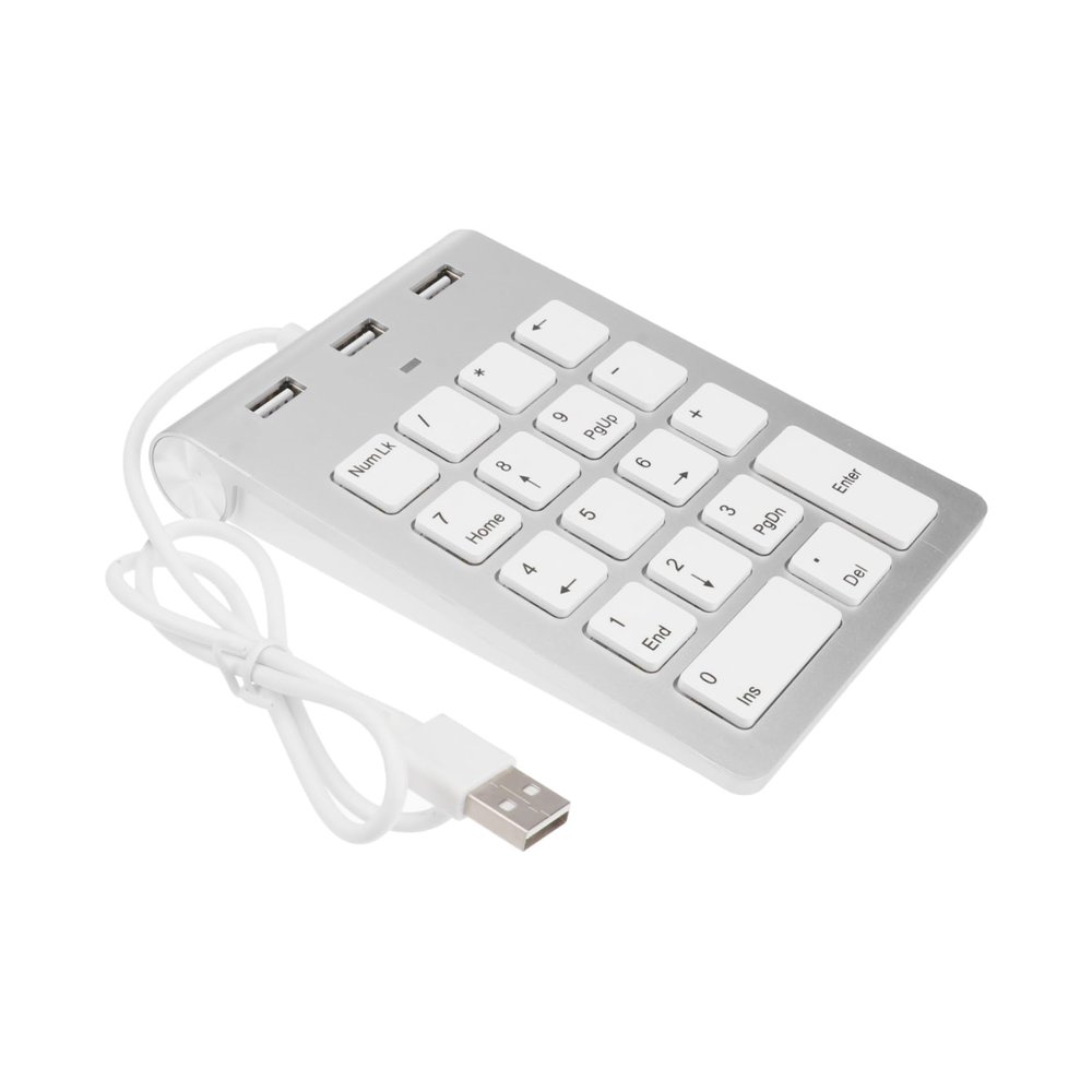 POPETPOP Zinc Alloy Keypad USB Number Pad for 18-Key Numeric Keypad USB Keyboard 3 Ports Hub Pc Desktop Compatible