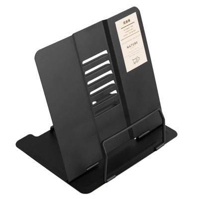 SHOWERORO Adjustable Reading Stand Book Holder Metal Book Reading Rack for Students Myopia Prevention Suitable for Home and Outdoor Use Black