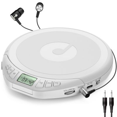 Gueray Portable CD Player with Earphones,CD Discman for Car Home with Anti-Skip Shockproof Protection,Personal CD Music Player with LCD Display Support PROG Memory Function